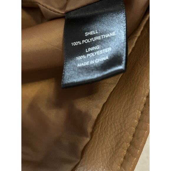 S P Y M Women's Jacket Faux Motorcycle Biker Coat Brown Large - Picture 11 of 14